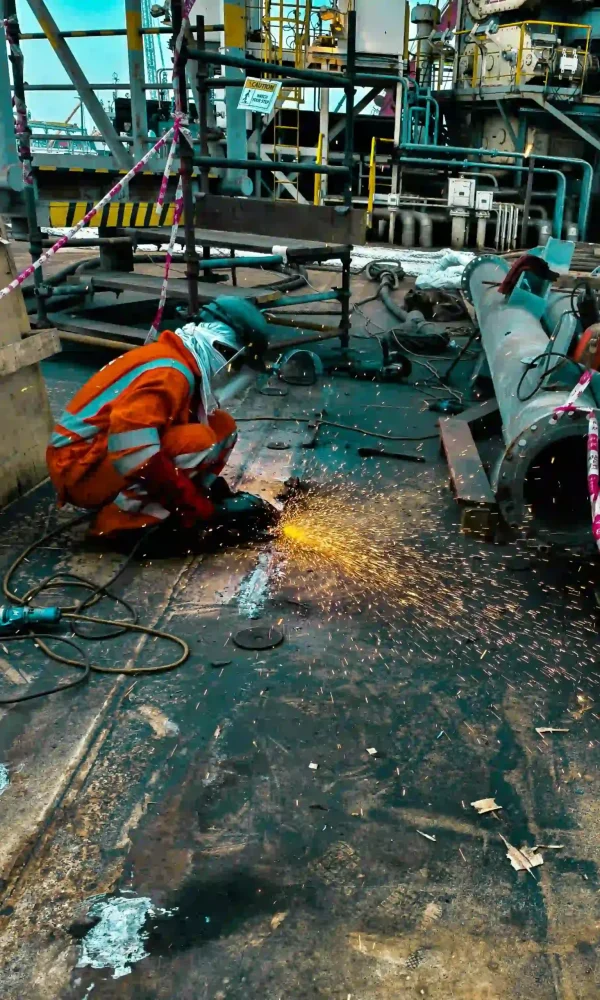 On-site maintenance and repair work at an industrial site.